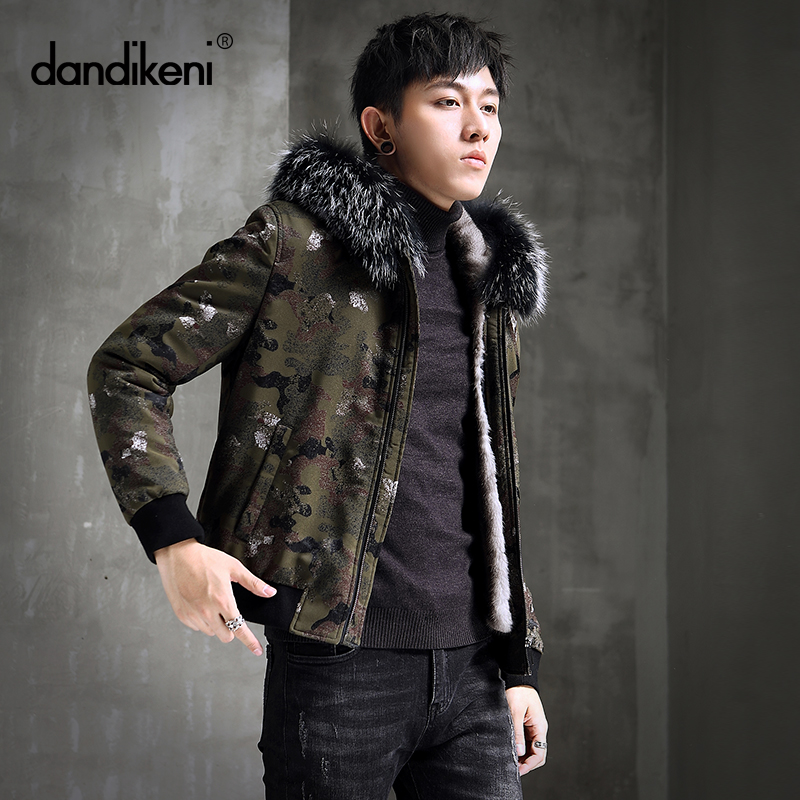 新款派克服男士短整水貂毛皮毛皮草一体内胆夹克大衣尼克服冬外套