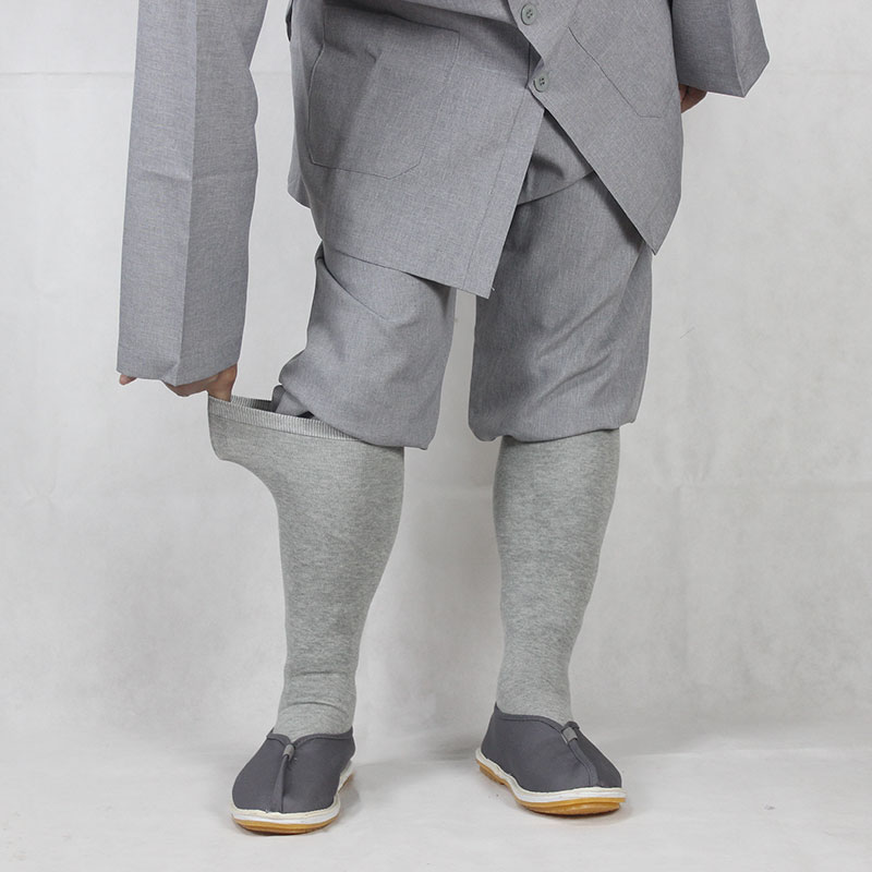 春夏薄款灰色绑腿僧袜黄色僧人透气高筒棉和尚长筒袜