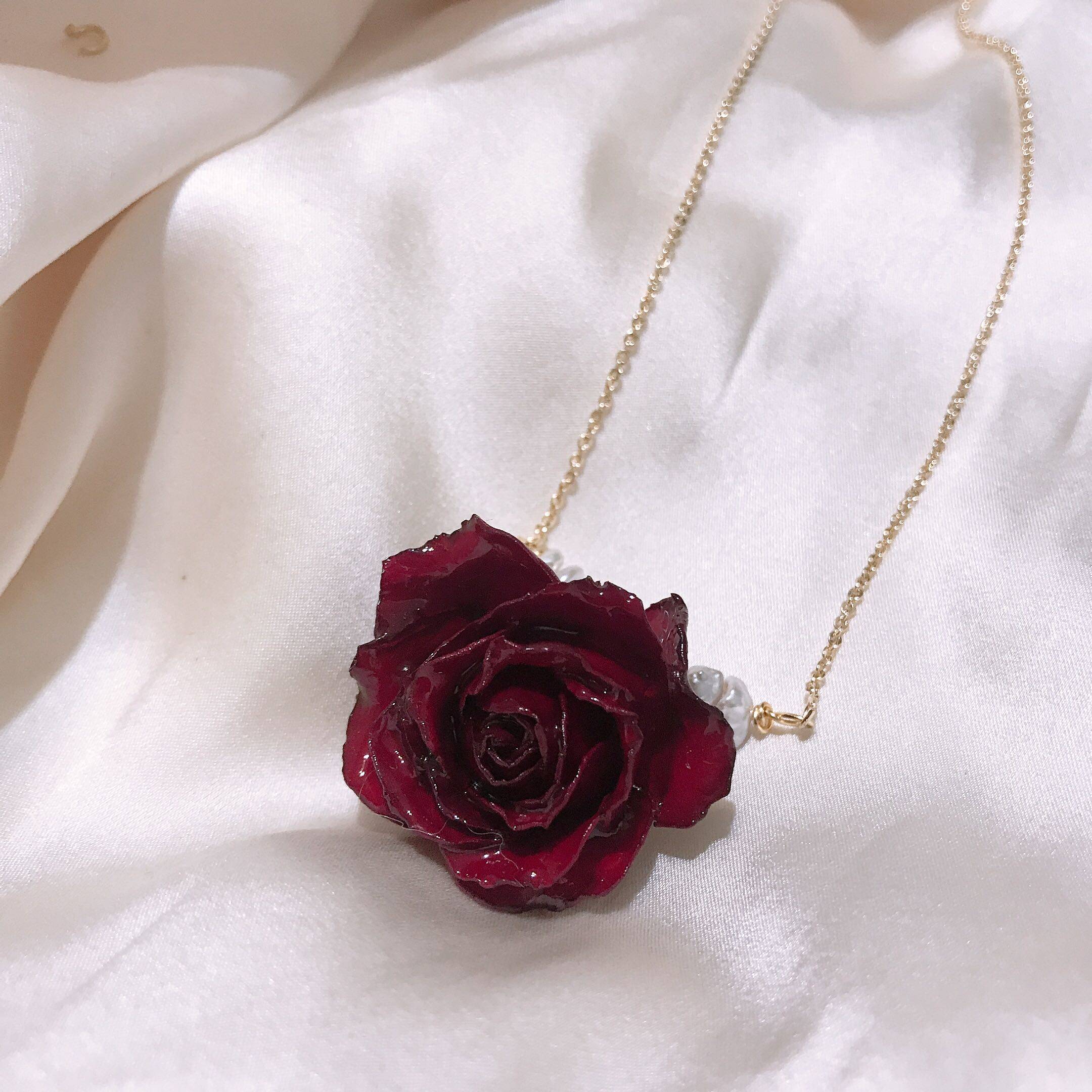 小王子玫瑰花天然真花法国红玫瑰锁骨链短项链