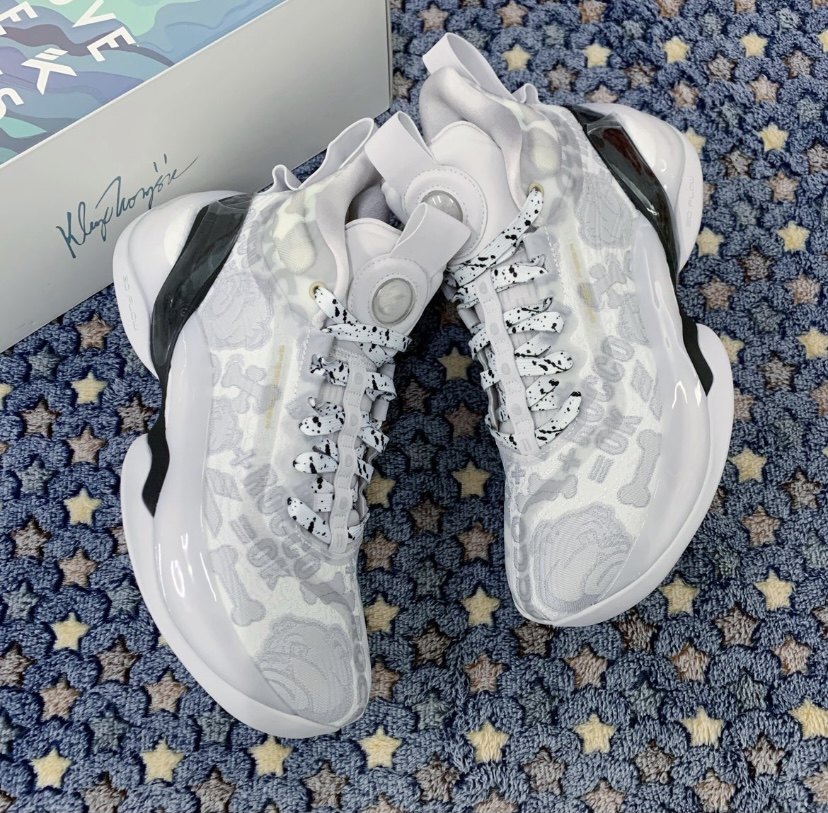 适配anta安踏kt7rocco灰白爆裂裂纹腰果黑色鞋带