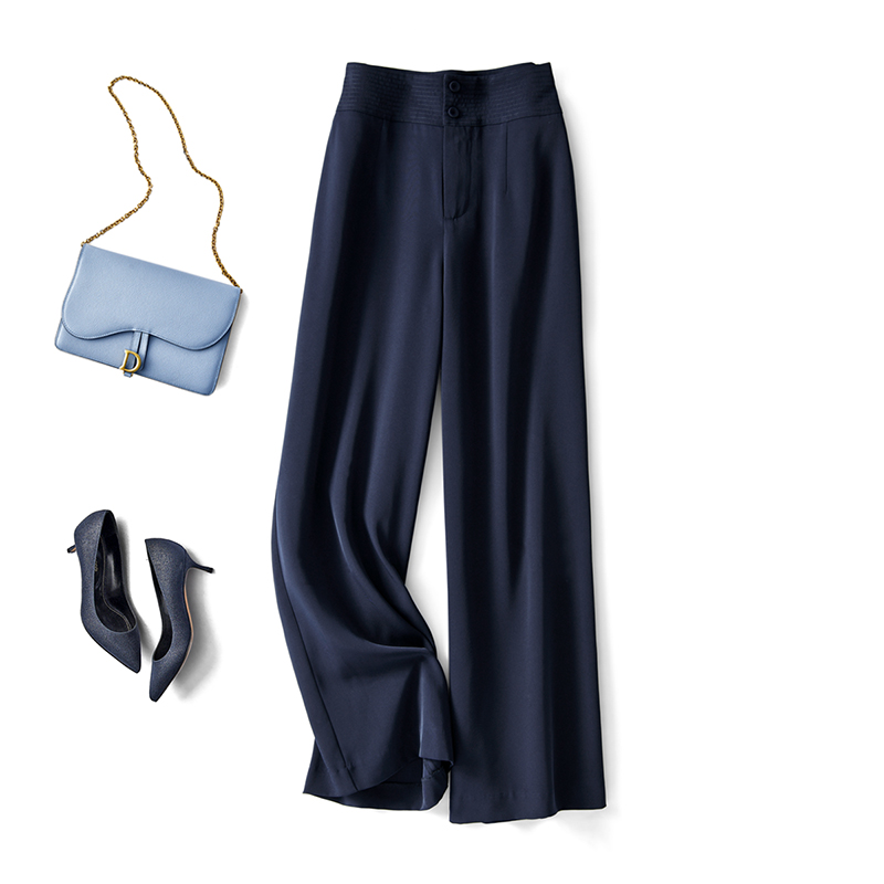 米家好品质大长腿超垂顺不易皱显瘦高腰通勤阔腿裤女直筒法式休闲