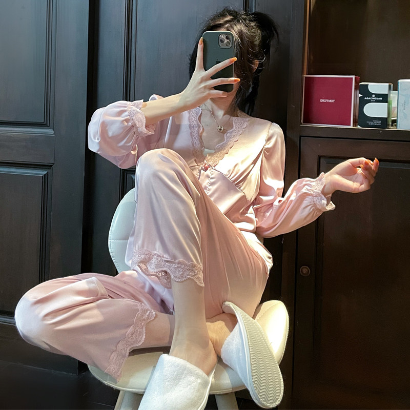 睡衣蕾丝家居服ins网红公主花边甜美女日冰雪睡衣