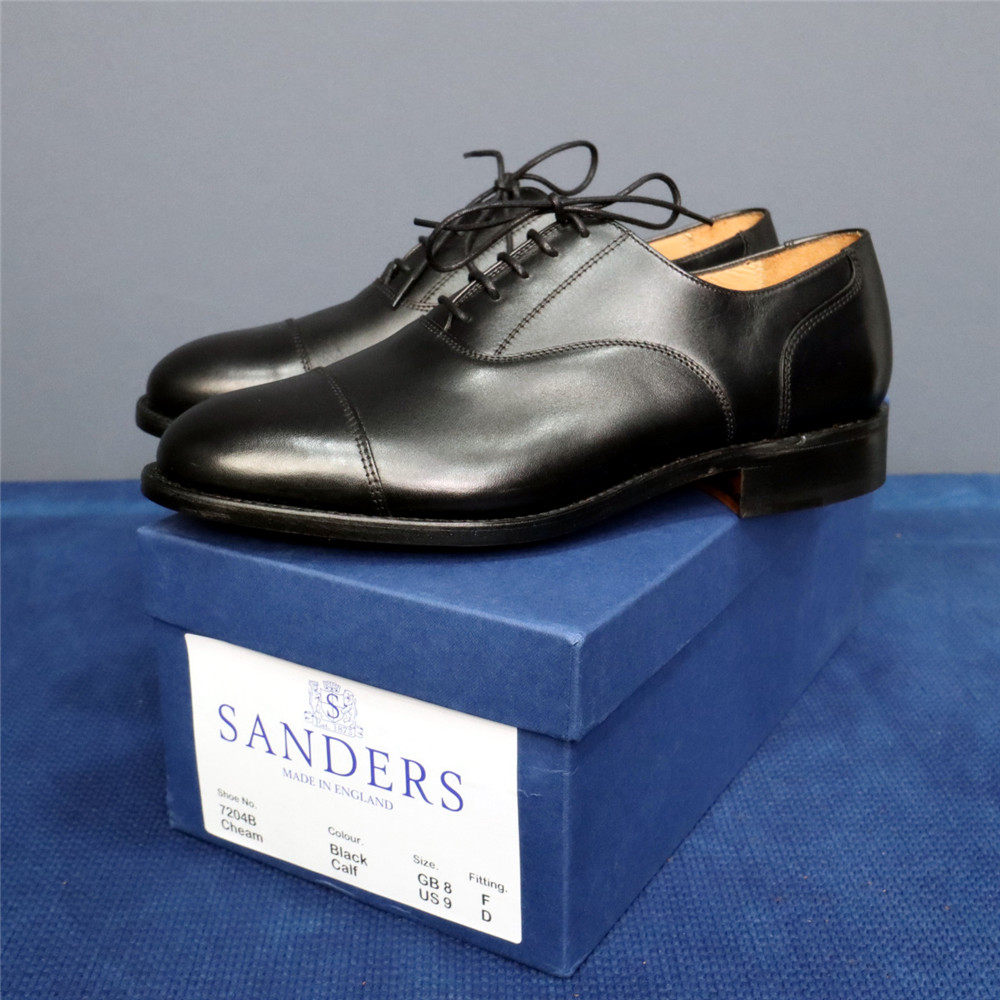 英国制造sanders休闲正装商务牛皮德比皮鞋正装皮鞋