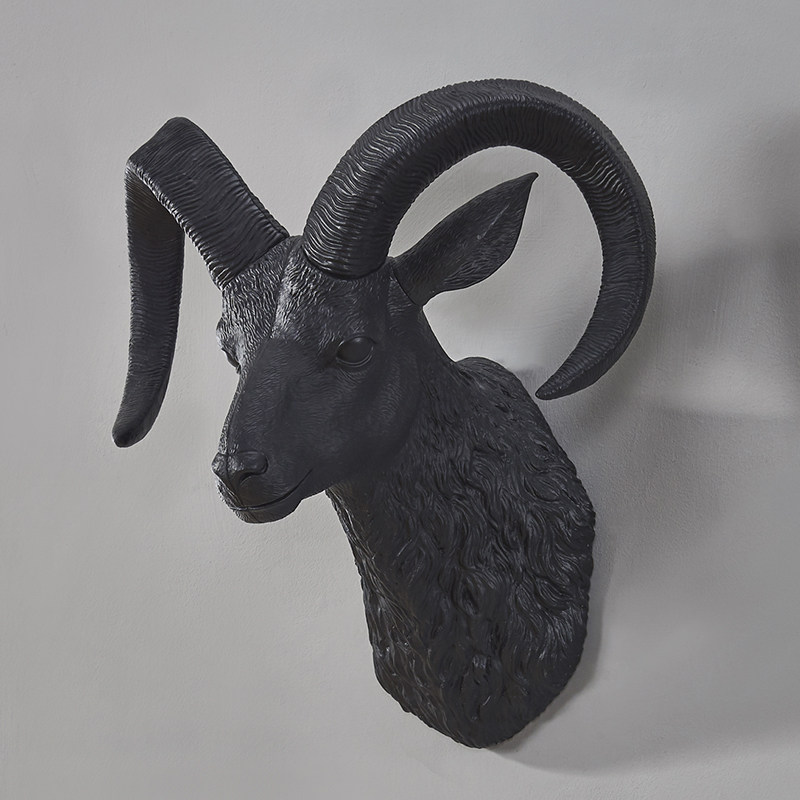 招财羊头壁挂创意挂饰北欧风格酒吧ktv墙面壁饰