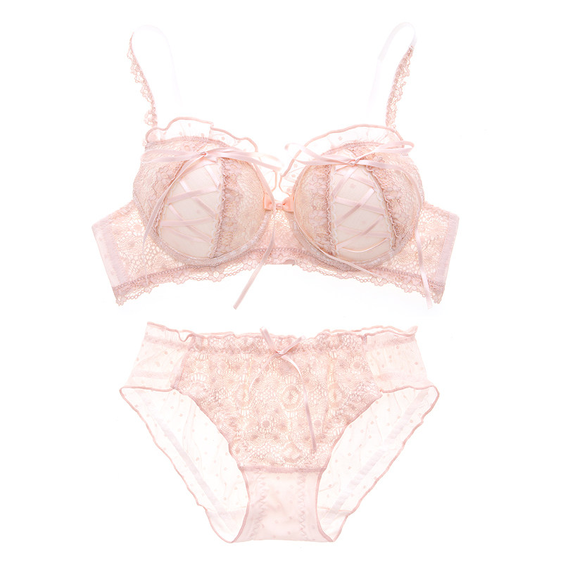 文胸聚拢上托套装小胸性感少女jk丝带甜美文胸套装