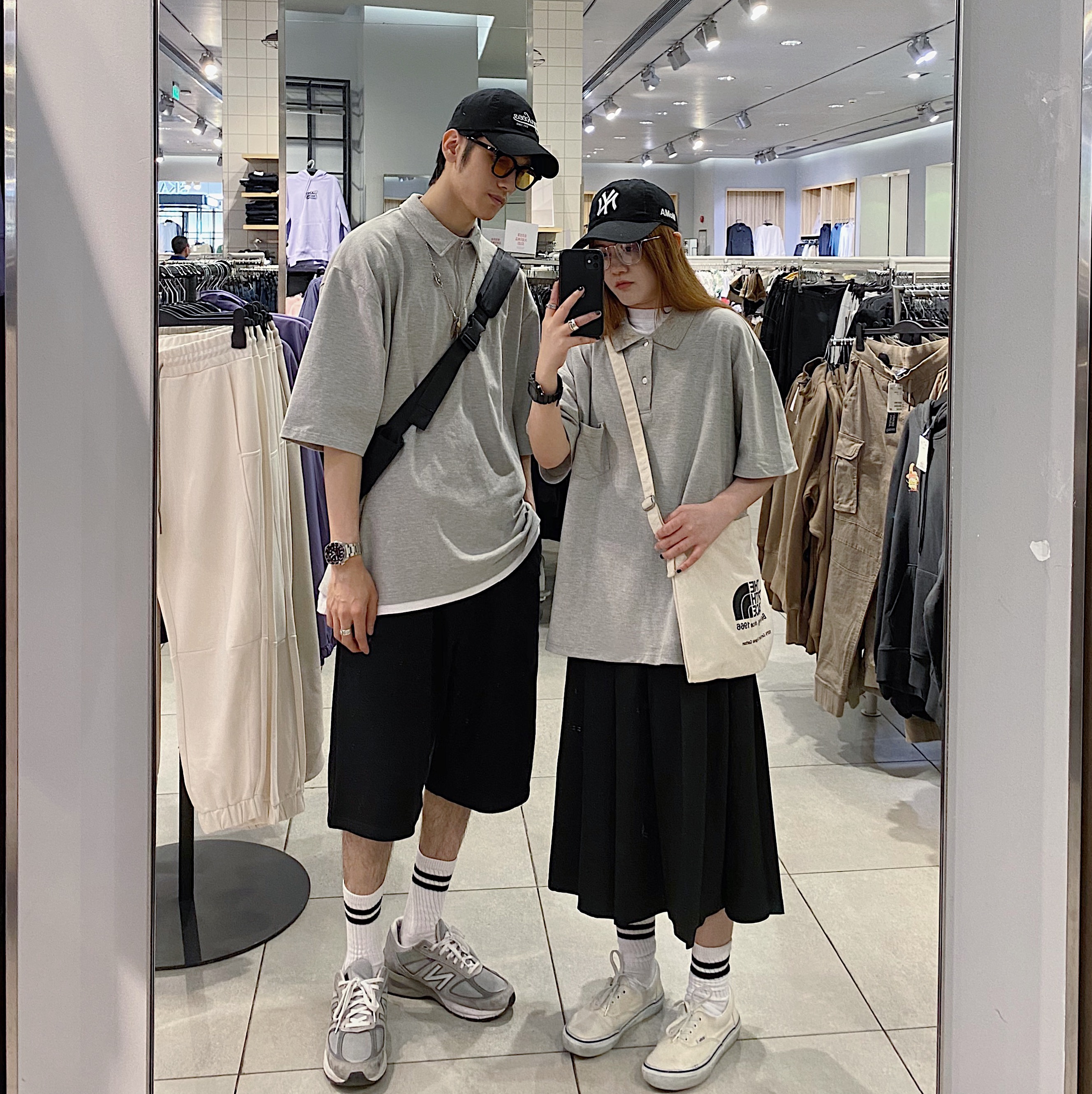 BNTUB (BORNTOBE) 21SS日系宽松春夏新品百搭拉链短袖Polo衫T恤