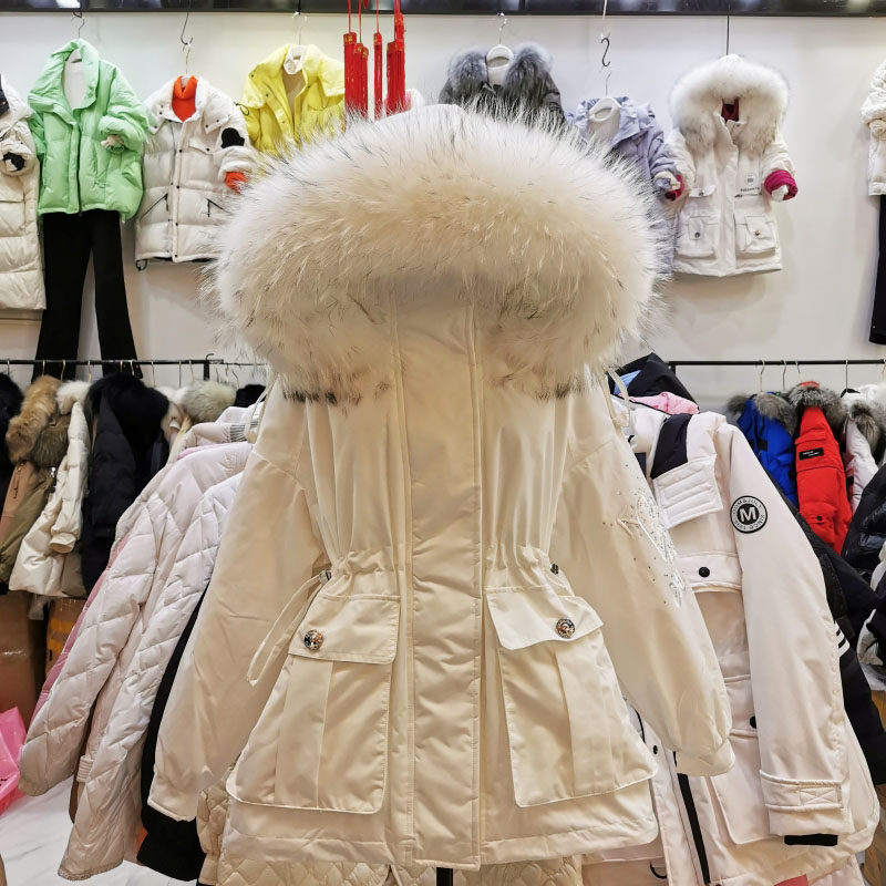 dinuokaou宽松外套派克鸭绒白鸭绒新款羽绒服2021毛领羽绒服