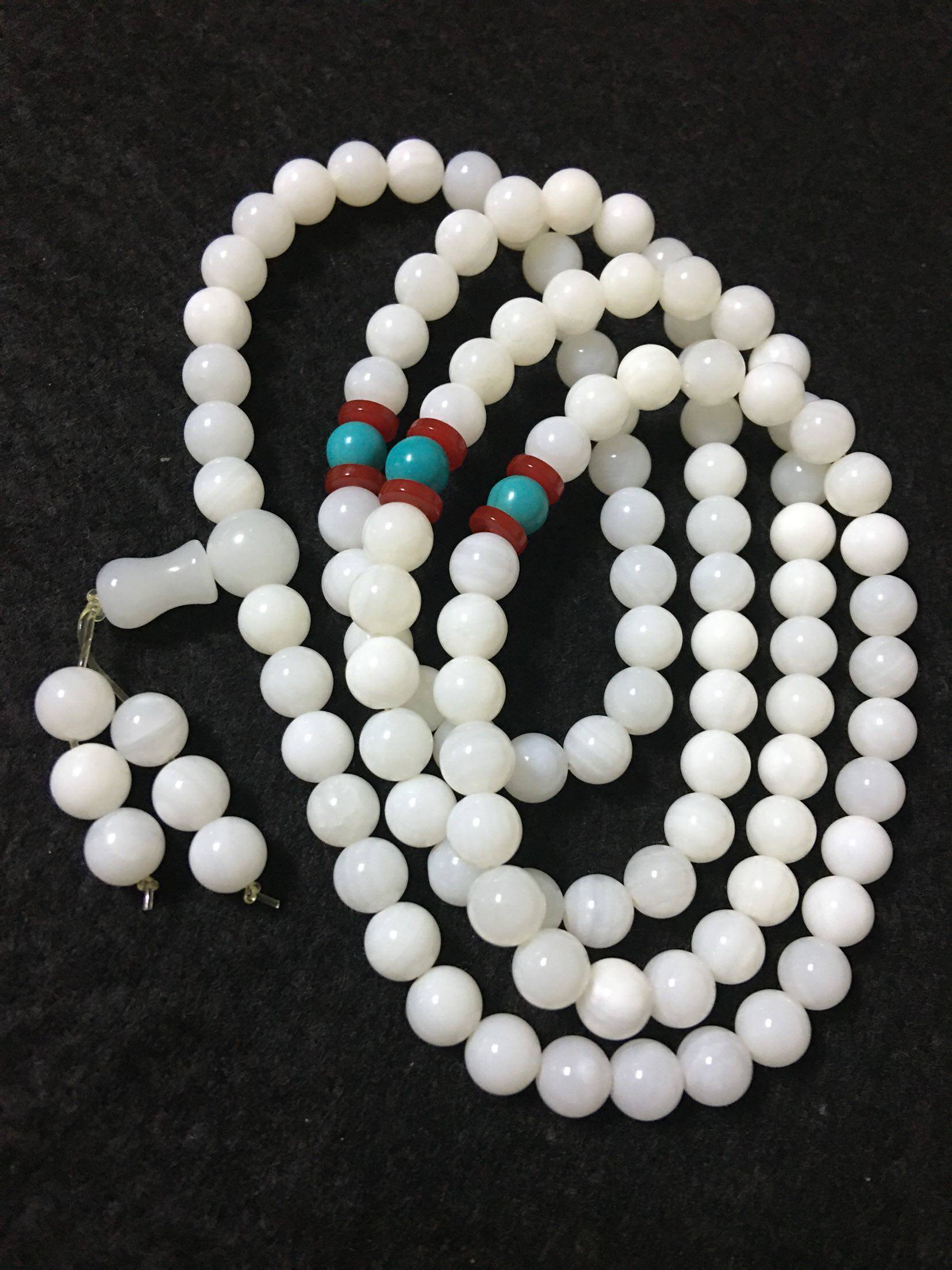 天然海底玉化108颗佛珠手链6mm圆珠手串清新手链