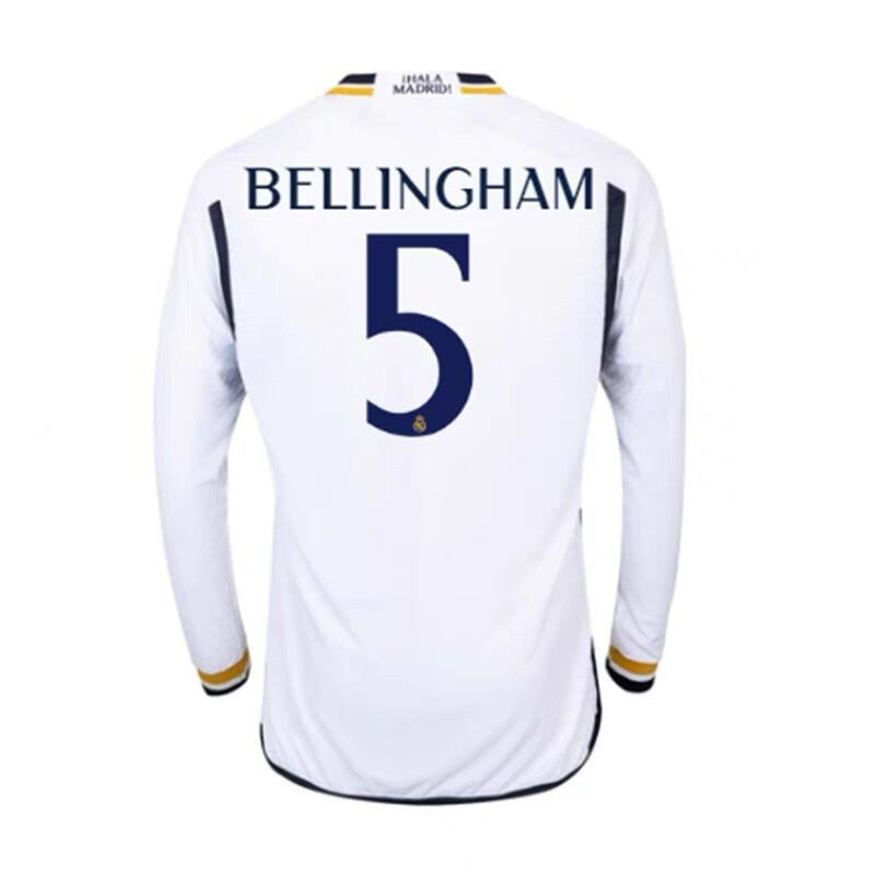 亲测~23-24皇马球衣长袖主场欧冠版球员版5贝林厄姆莫德里奇皇家
