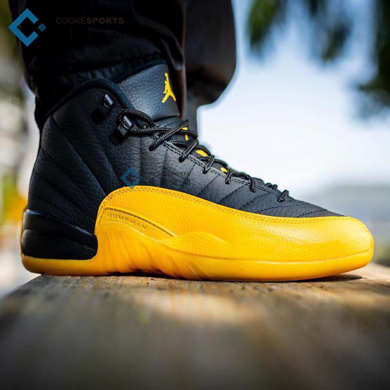 库客air jordan 12 aj12黑黄 大学黑金篮球鞋 153265-130690-070