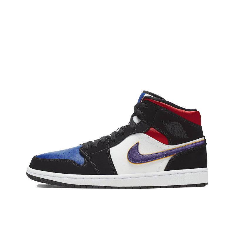 库客air jordan 1 aj1 top3湖人紫勾拼接中帮篮球鞋男852542-005
