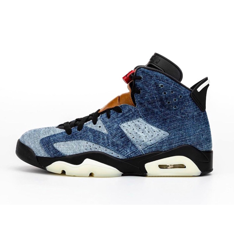 库客airjordanaj6牛仔浅蓝水洗丹宁篮球鞋