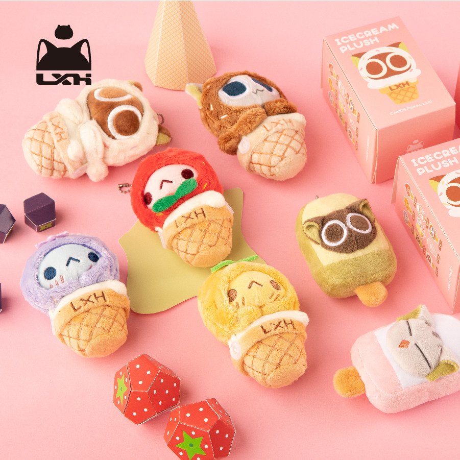 罗小黑比丢冰淇淋冰激凌盲盒毛绒公仔挂件可爱潮玩盲盒
