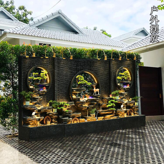 欧式家居水景会所庭院流水幕墙喷泉鱼池景观摆件