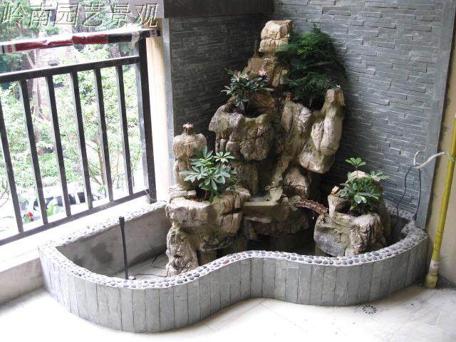 假山鱼池山水盆景流水景观龟纹石上水石吸水吸水摆件