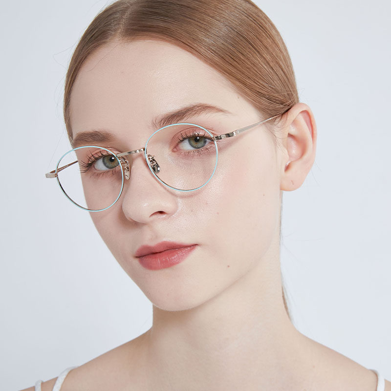 chiyoko日本手工眼镜镜框近视复古圆框纯钛小脸眼镜架