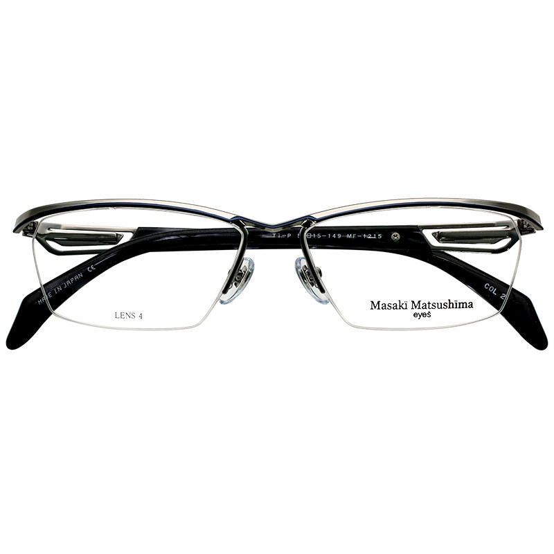 masaki松岛正树眼镜架男士纯钛半框大脸斯文银色眼镜架