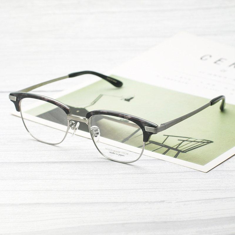 日本新品nova手工眼镜文艺潮男复古时尚简约纯钛眼镜架