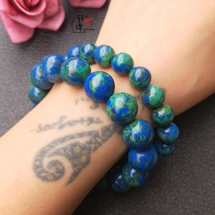 天然蓝铜矿凤凰石青金石手串单圈情侣