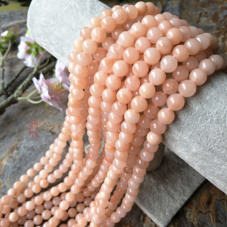 高品质天然粉东陵圆珠 粉红色东陵玉散珠 粉东陵diy饰品手链串珠