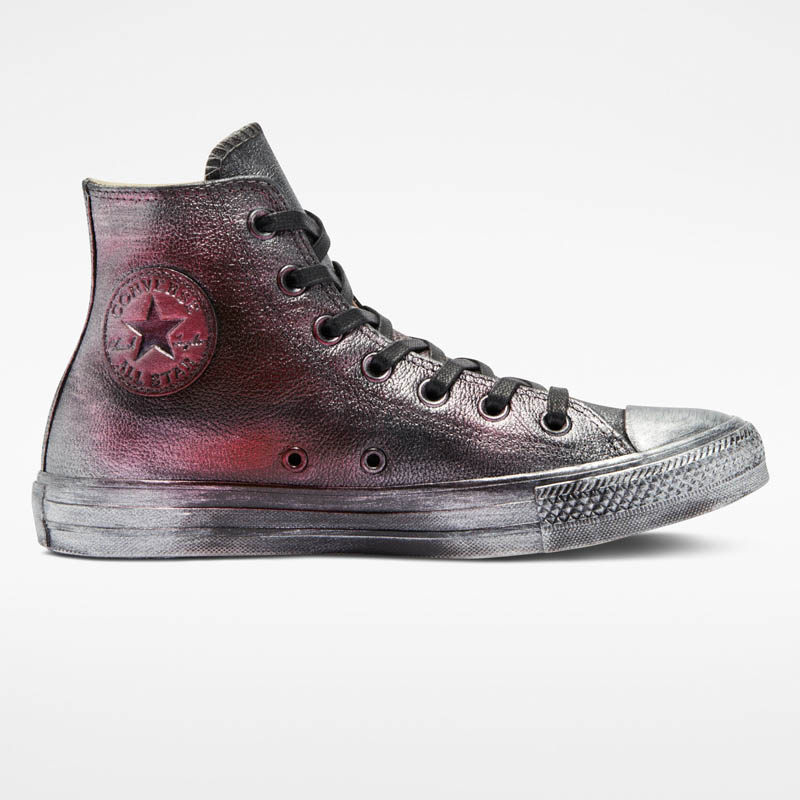 conversewaxedmetal明星防水金属打蜡皮革中帮板鞋运动休闲鞋