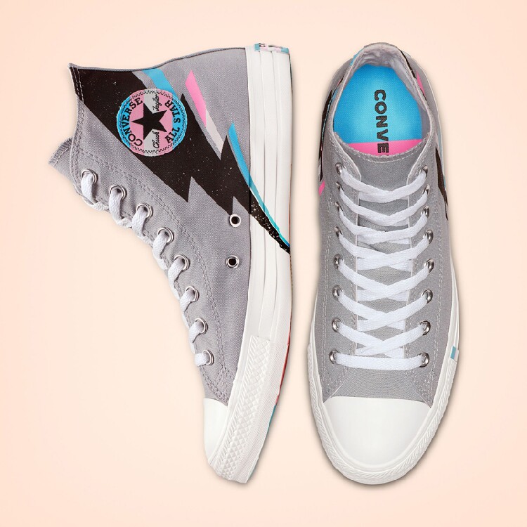 匡威conversechucktaylorallstar闪电彩虹高邦帆布帆布鞋