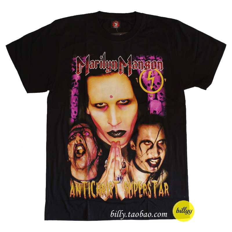 泰国进口Manson玛丽莲曼森哥特金属另类新款摇滚乐队短袖t恤纯棉