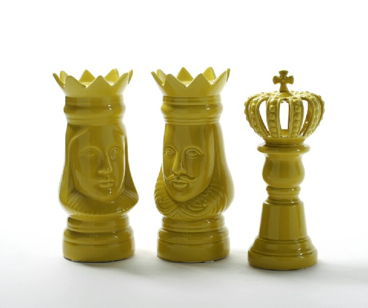 百搭简约欧式陶瓷象棋古典饰品国王女王皇冠摆件