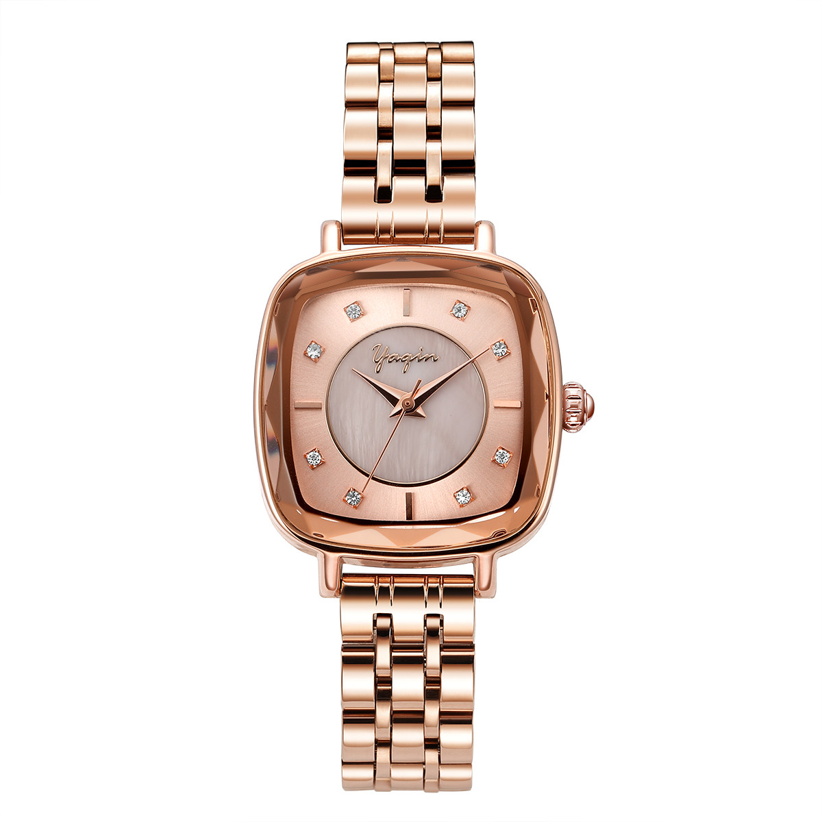 新品yaqin雅琴时装时尚小方表钢带防水石英女表7331