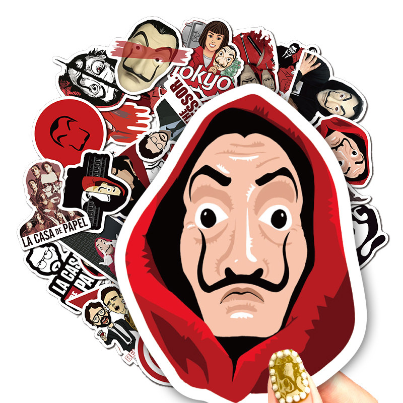 贴纸50张lacasadepapel纸钞pvc防水行李箱笔记本个性小贴纸