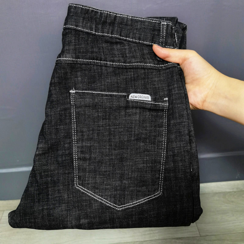 2022年新款夏天小脚九分裤男牛仔裤弹力男士裤子黑色薄款夏季潮