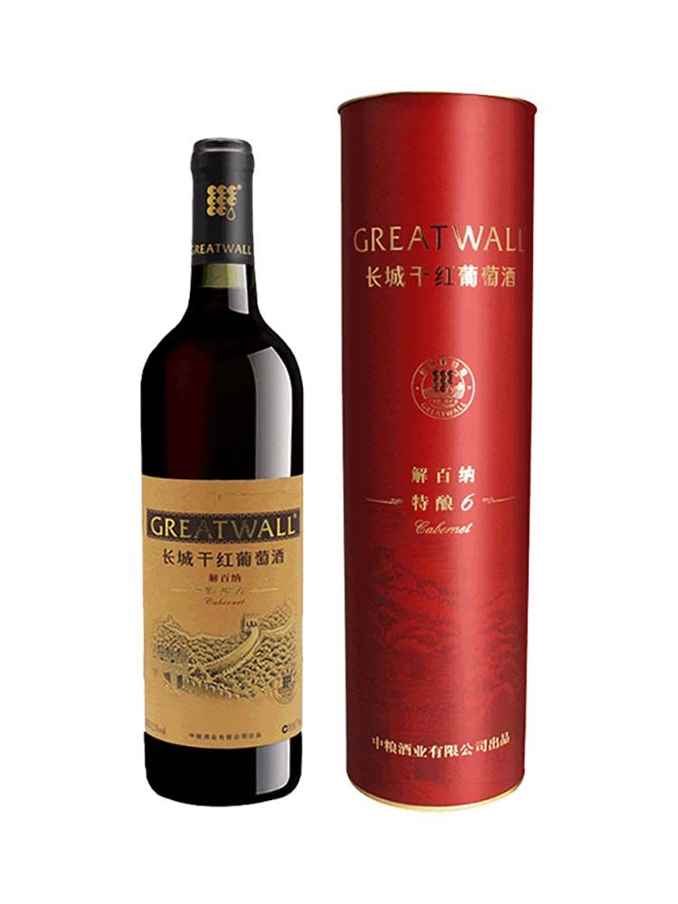 长城红酒官方旗舰店正品整箱6支带圆筒特酿6长城解百纳干红葡萄酒
