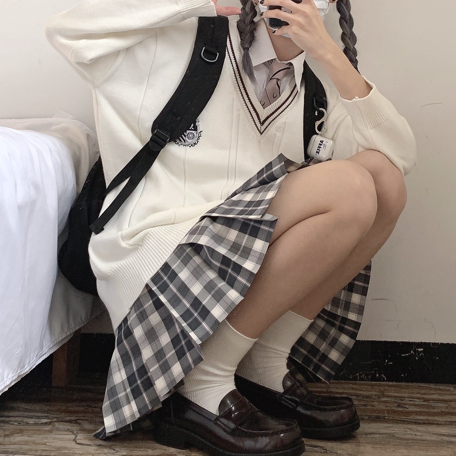 现货一杯一杯奶奶茶原创琴坂jk制服格裙黑白半身裙