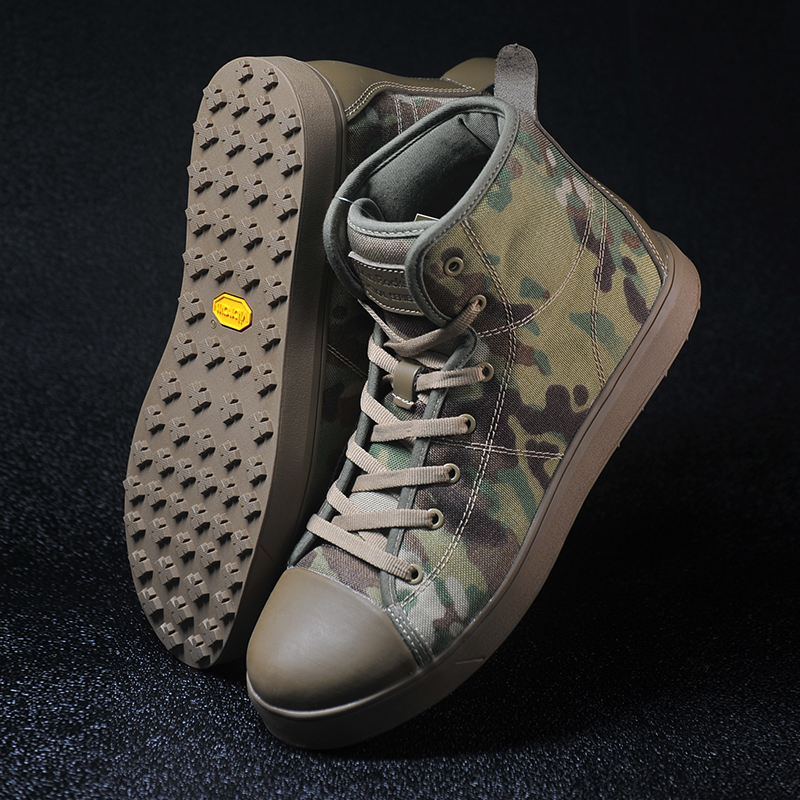 君洛克r21007暗夜mc多地形战术鞋 蜘蛛板鞋v底帆布加厚棉鞋作训鞋