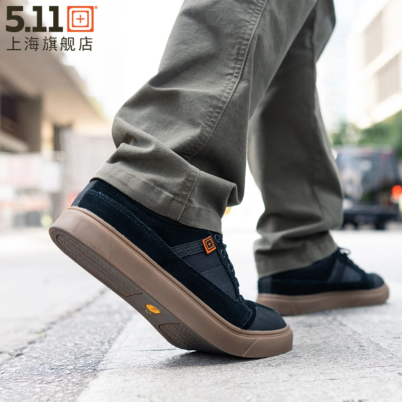 美国5.11低帮帆布鞋 511防穿刺战术靴鞋 男黑色v底运动板鞋12424