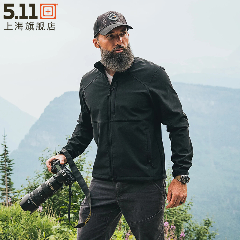 5.11内华达立领夹克男511户外防风软壳防泼水抓绒鲨鱼皮外套78035