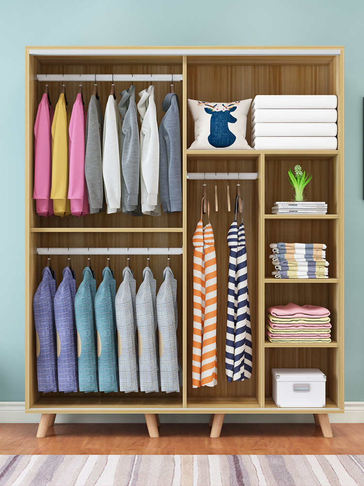 简易组装推拉门衣柜现代简约实木小户型衣柜卧室北欧经济儿童衣橱