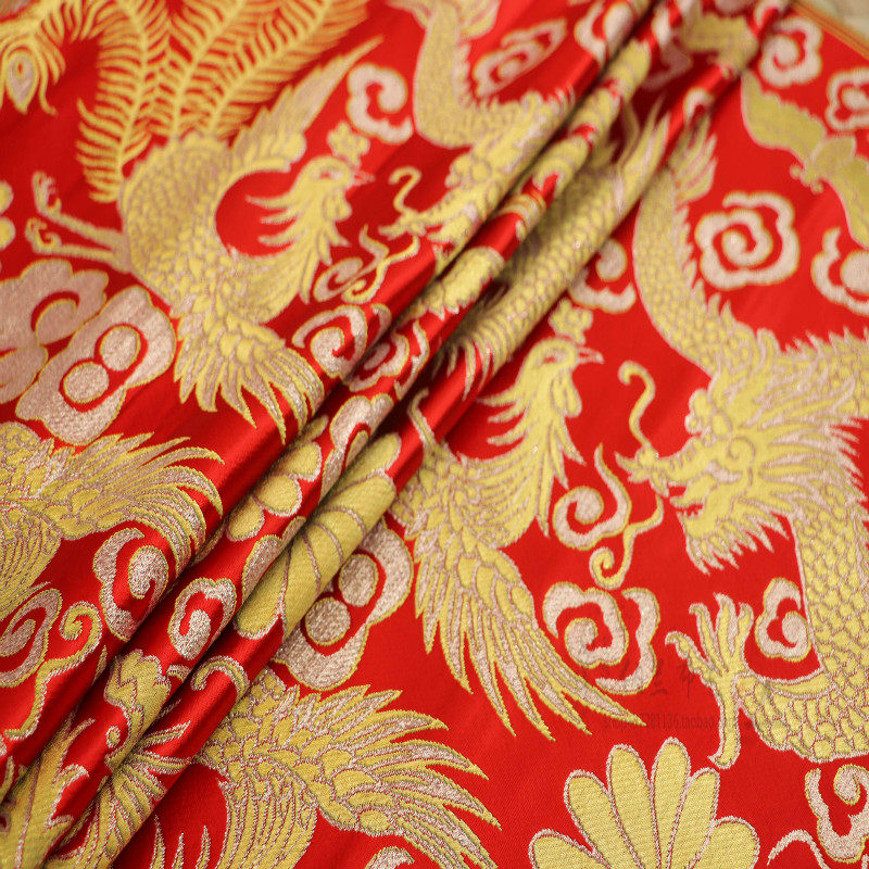 云锦龙凤唐装旗袍布料高档服装面料织锦缎丝绸布匹海绵垫