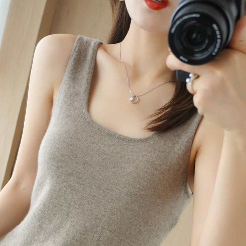 吊带背心ins潮内羊绒衫秋冬季修身圆领短款毛衣背心吊带