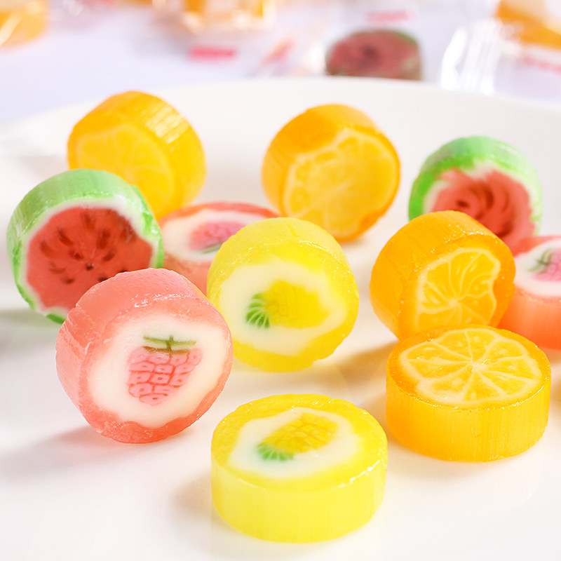 锦大创意手工切片水果糖彩色心情工艺500g新年传统糖果
