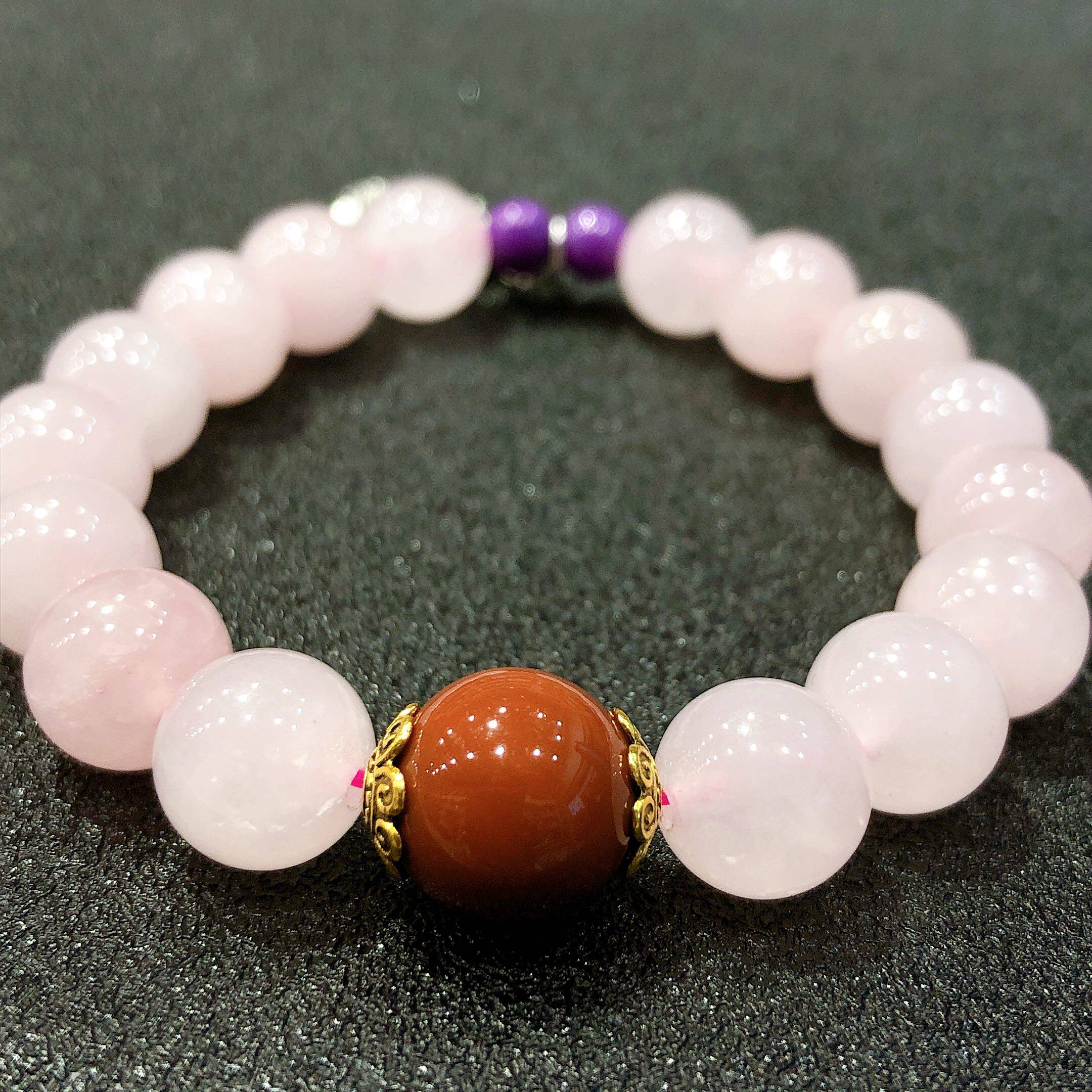 天然水晶手串105mm南红紫云云母手链手链