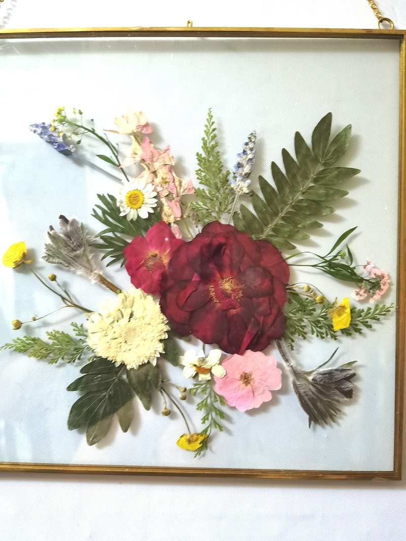 乡村手作干花压花轻奢金边相框押花花艺摆件干花