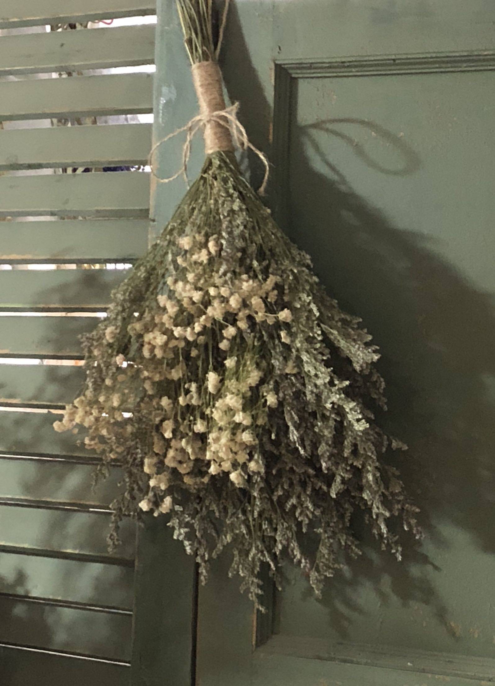 花束天然素色复古干花满天星情人草倒挂大花束手干花