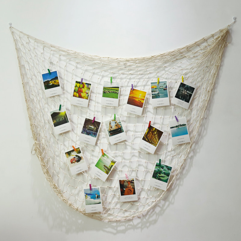 地中海渔网相片照片墙ins房间布置装饰墙面悬挂网格麻绳挂墙壁饰