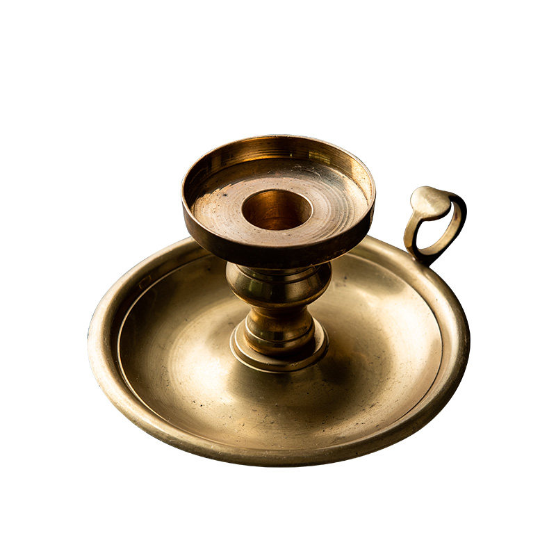 1230欧式古董复古vintage手持黄铜烛台摄影道具烛台