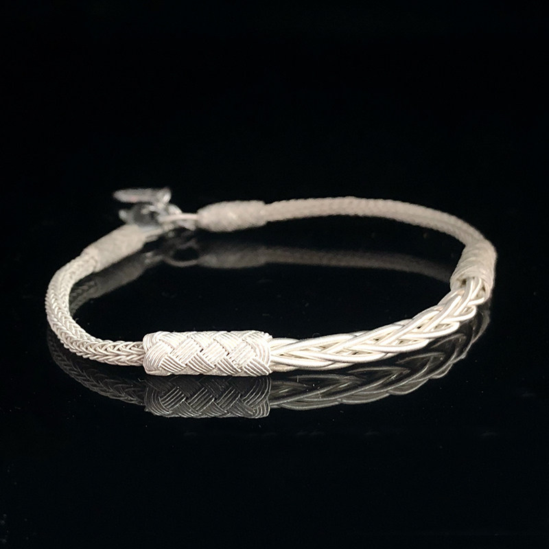 土耳其手链纯银复古手工银丝编织个性男士百搭手链