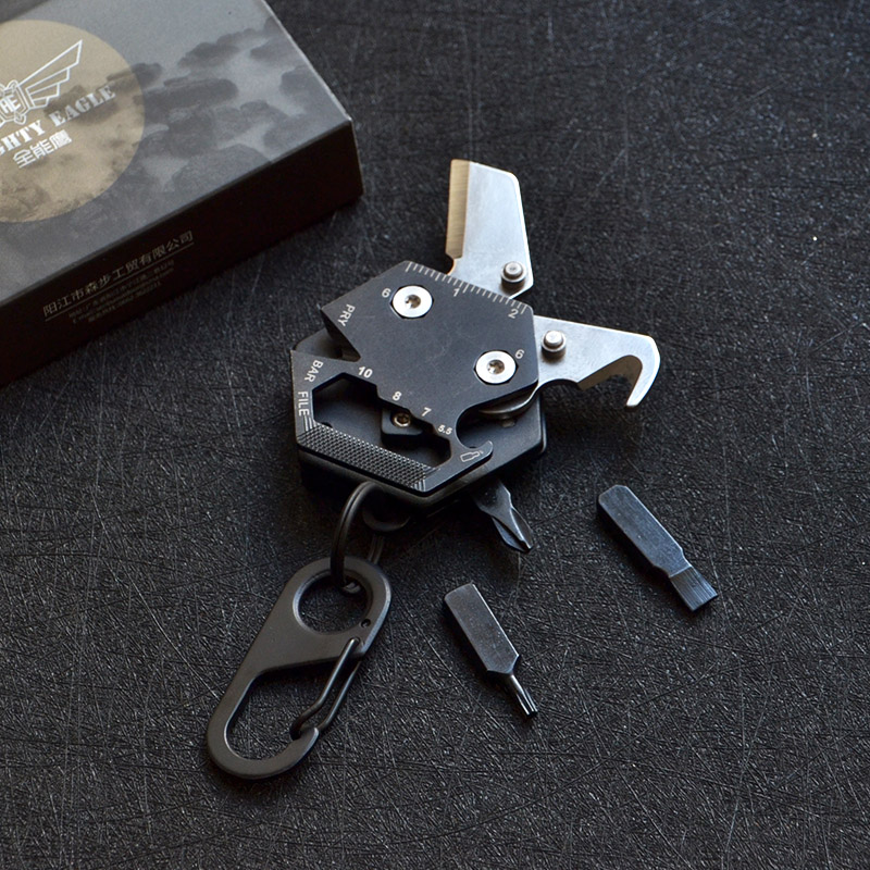 迷你多功能小刀六角钥匙挂扣硬币刀折叠刀创意EDC组合工具螺丝刀