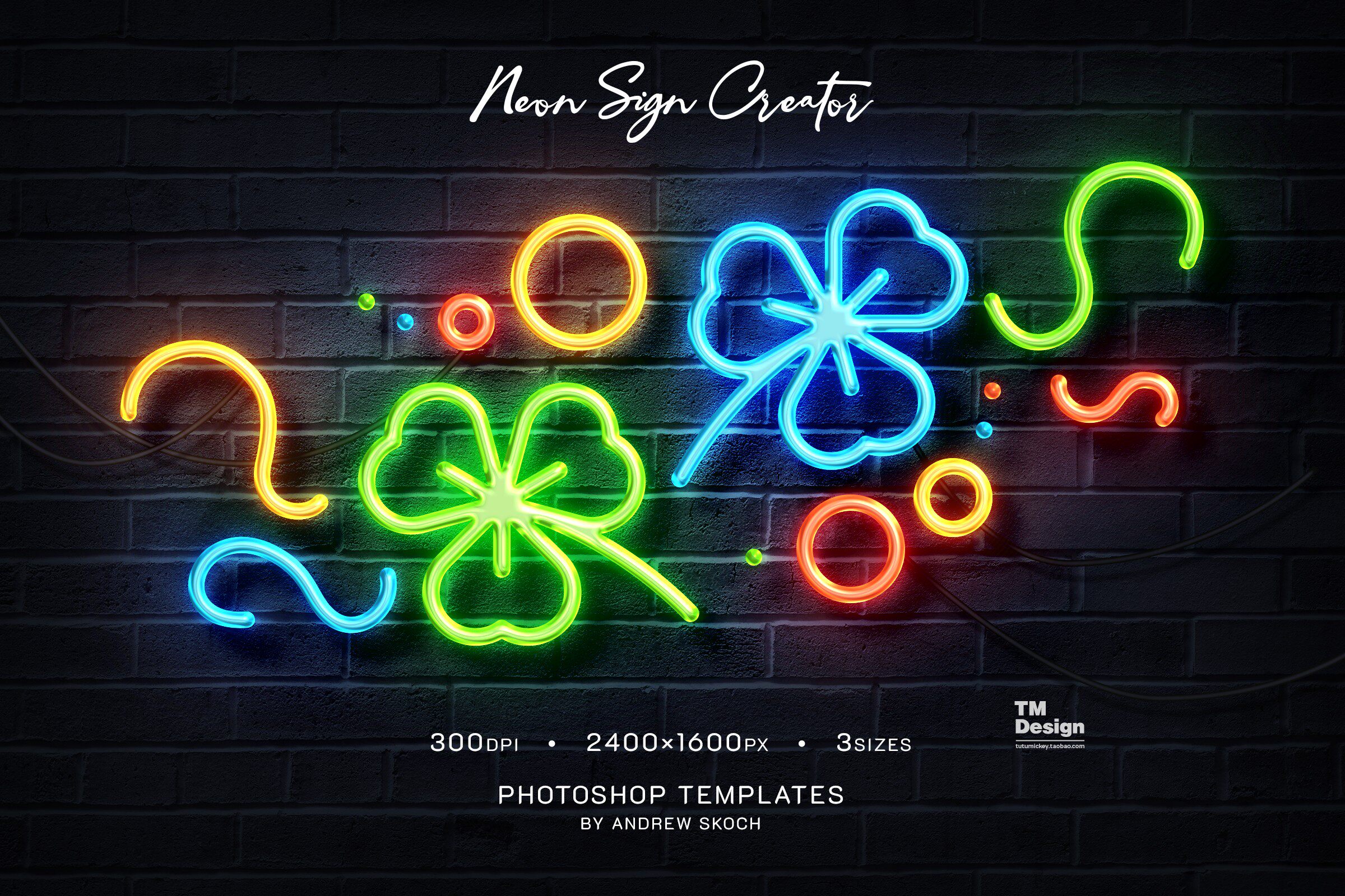 450169款炫彩霓虹霓虹灯灯管发光立体字体样式设计素材