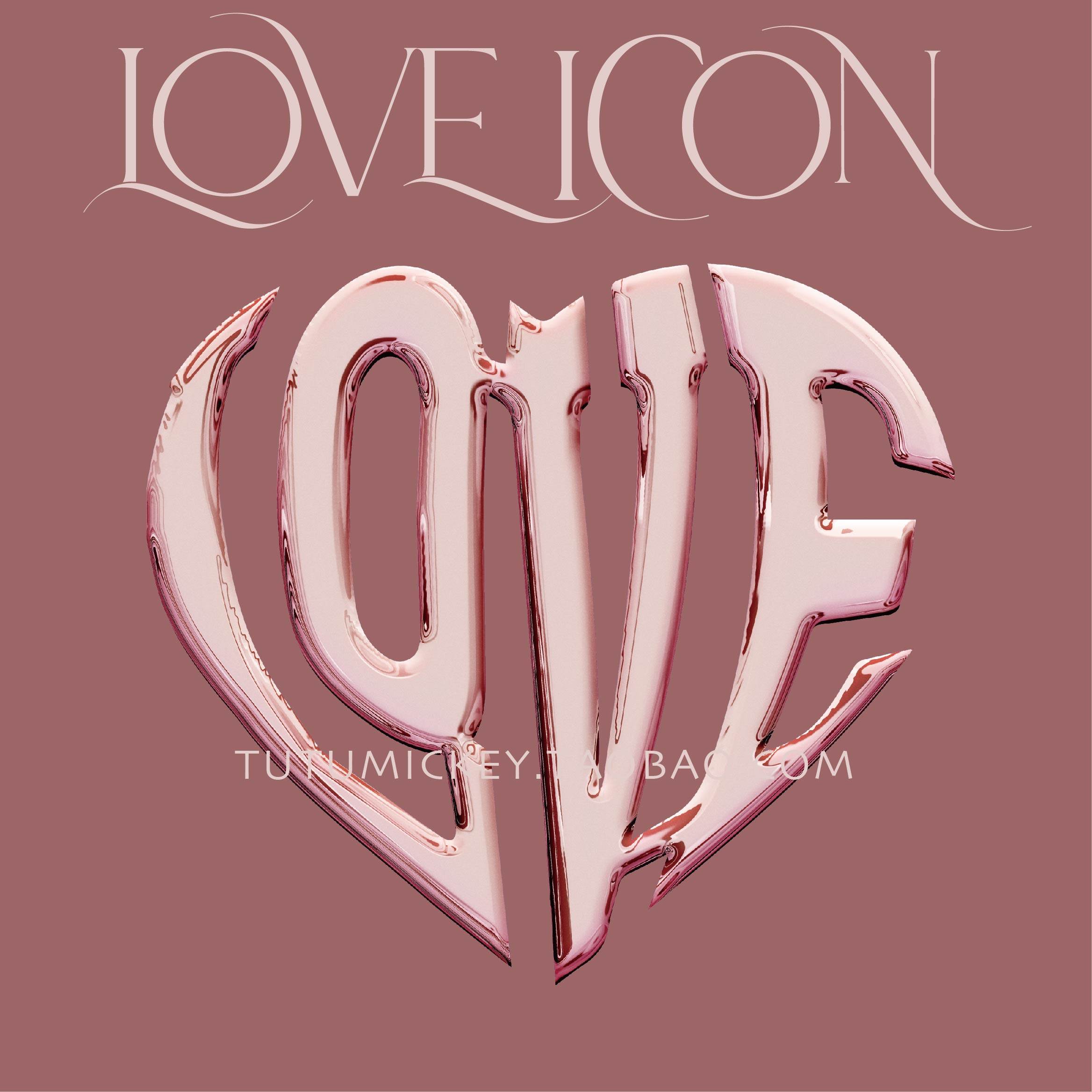 17款质感立体金属爱心love符号icon艺术海报样图