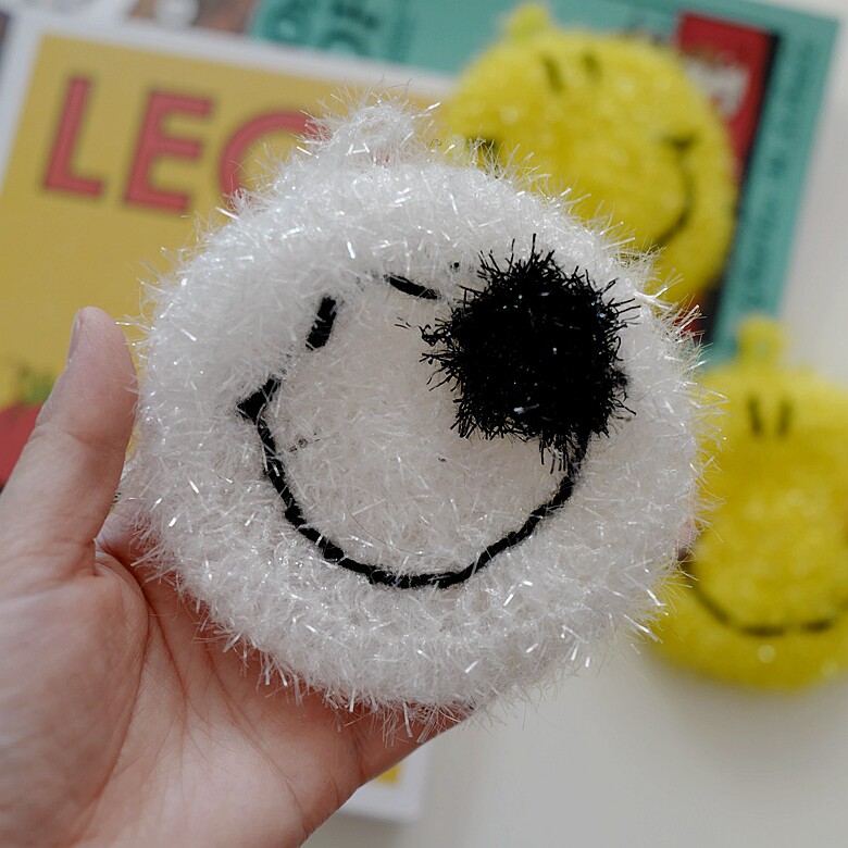 洗碗出口韩国smile黄色笑脸可爱腮红ins双面百洁布